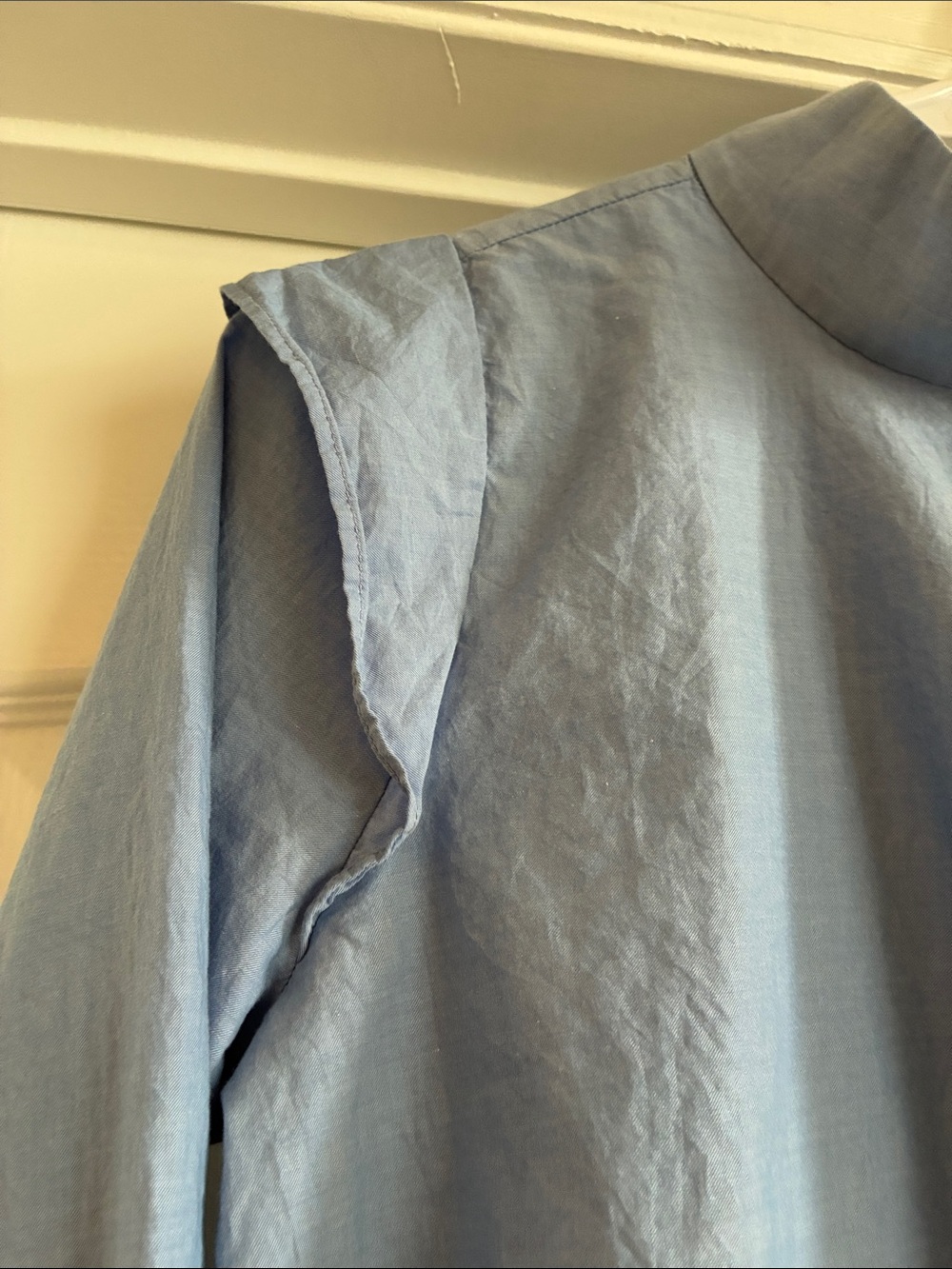 EVERLANE The Wing Shoulder LS Cotton Euro Summer Mock Neck Top Size 4 - Picture 9 of 10